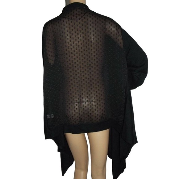Larry Levine S/M Black Chiffon Back Open Cascading Front Cardigan Sweater small - Picture 9 of 10